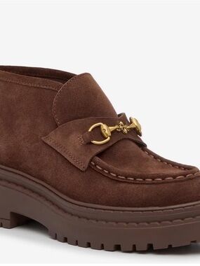 Steve Madden Brown Suede Loafer with Metal Accent